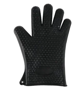 1 pcs black Кухонные принадлежности Прихватки силиконовые перчатки Нескользящие термостойкие барбекю, гриль перчатки для приготовления пищи для выпечки для барбекю - Цвет: 1 pcs black