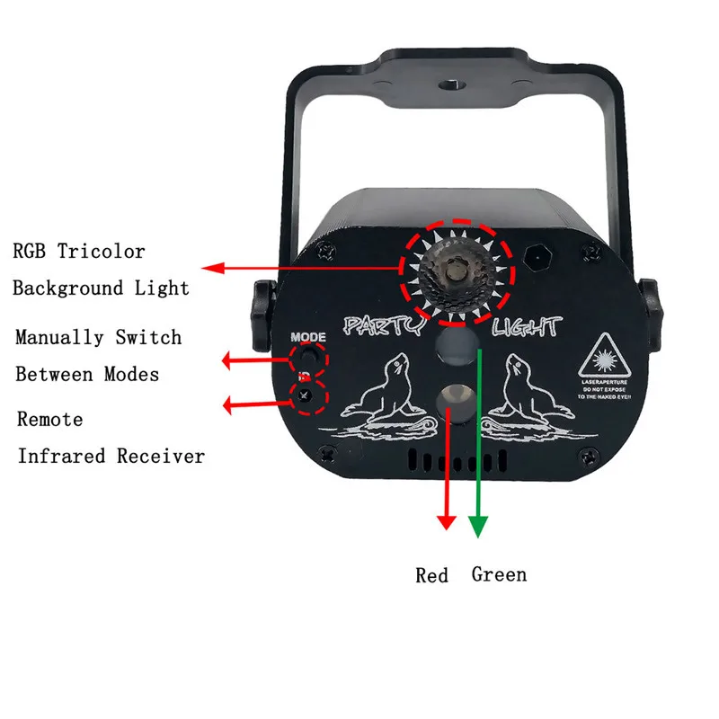 60 Pattern Projector Stage Lights Mini Laser Stage Light LED RGB Lighting Party Disco DJ KTV 72 × 60 × 88MM Lamparas 40DEC0511