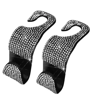 

2pcs Storage Hanger Practical Holder Interior Portable Seat Back Space Saving Organizer Rhinestone Car Headrest Hook Grocery
