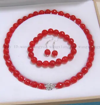

10mm Faceted Red Ruby Gemstones Round Beads Necklace Bracelet Earrings AAA jade