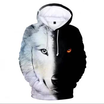 

Personality Hoodie Wolf 3D Mens Boys Hoodies Sweatshirt Brand Designer Children Clothes animal world High Quality Sweatshirt Top