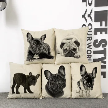 

Funny Lovely Animal Dog Pattern Office Sofa Pillow Cover Cotton Linen Decorative Pillows Cushion Cover 45*45CM