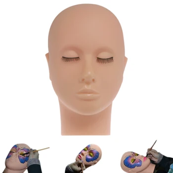 

High Silicone Soft Massage Flat Mannequin Head Makeup Practice Professional Dolls Head Training Cosmetology Heads Eyelash Facial