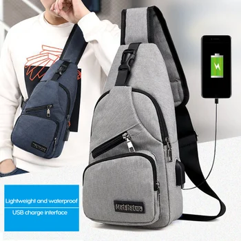 

Men Chest Bag USB Charge Large Capacity Adjustable Outdoor Crossbody Bag Outdoor Fashion Casual Multifunctional Sports Chest Bag