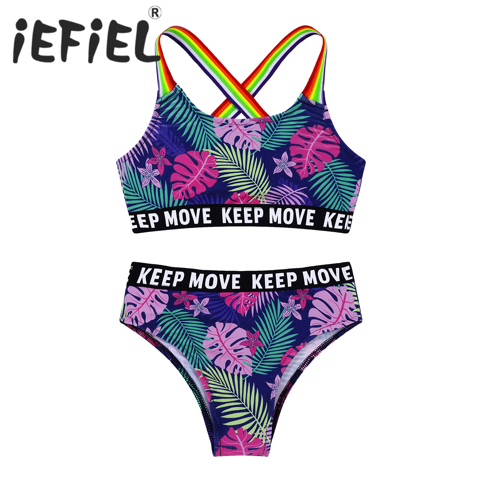 Kids Girls Bikini Swimwear Swimsuits Outfits Bathing Suits Stretchy Tankini Sets Tank Tops with Bottoms Shorts Beachwear Sets