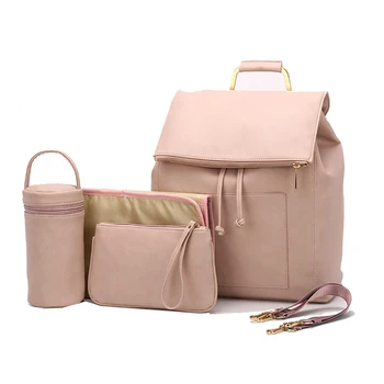 

Fashion Large PU Leather Diaper Bag Backpack Women Organizer Bags Travel Baby Nappy Bags With Insulation Bag Diaper Pad