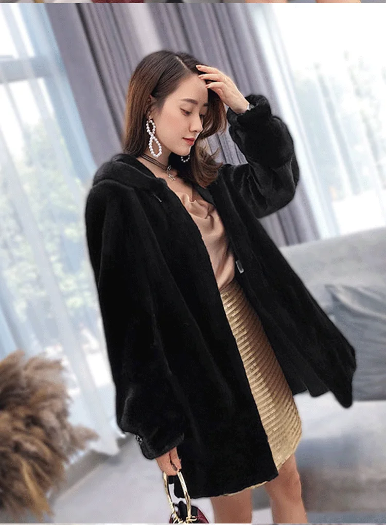 Норковая шуба,, искусственный мех, зима, новинка, плюс размер, 7XL, свободная, с капюшоном, высокого класса, длинная норковая бархатная шуба, толстая, теплая, женская верхняя одежда