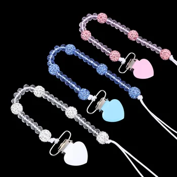 

2020 Crystal Baby Pacifier Clips Toddler Dummy Pacifier Spring Soother Nipple Clip Chain Holder Strap Baby Chew Toy for Baby