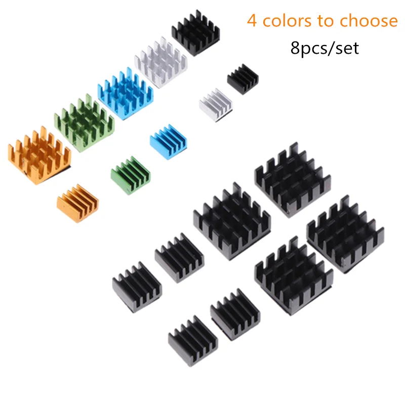 Aluminum Alloy Heatsink Cooling Pad Cooler Radiator Heat Sink For Raspberry pi 2/3/4B 8pcs/set aluminum heatsink radiator