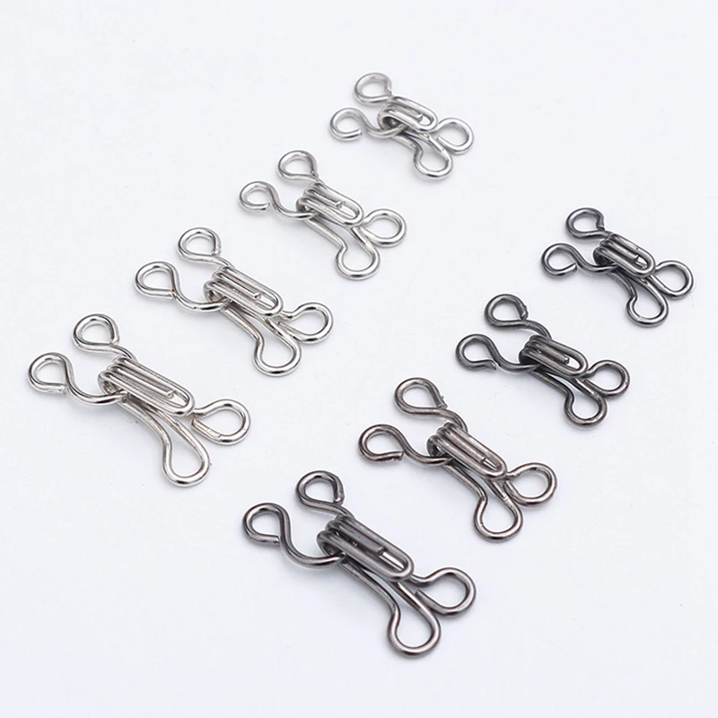 10pcs/lot Cloth Hook and Eye Fastener 11.5-17mm Metal Buckle Button garment hooks garment sewing accessories For Bra/Dress/Corset/Collar Sewing Accessories