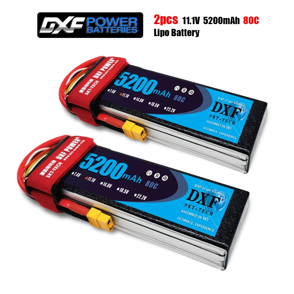 2 шт. DXF lipo батарея 3S 11 1 V 3000mah 3500mah 5200mah 30C 100C 50C для 1/10 1/8 RC Car FPV вертолет Дрон|Детали и
