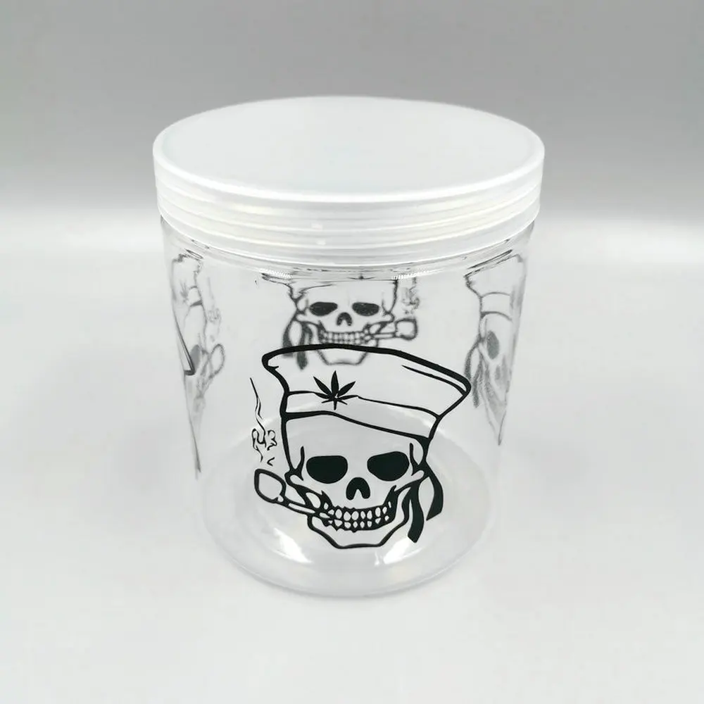 

Skull Print Tobacco Stash Jar Storage Transparent Jar Round Sealed Jars 1pcs
