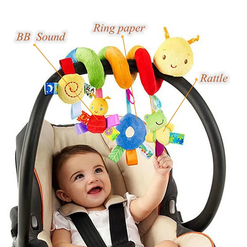 Мягкие детские игрушки 0-12 месяцев Музыкальная подвеска на коляску кроватку спиральная детская сенсорная развивающая игрушка для погремушки для новорожденного ребенка кровать колокольчик - Цвет: Bee Spiral