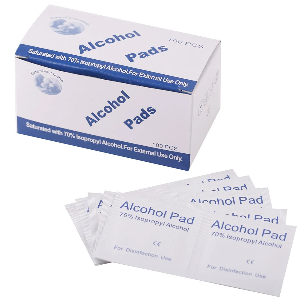 100Pcs/Box Alcohol Wet Wipe Disposable Prep Swap Pad Antiseptic Skin Cleaning Makeup Pad alcohol cleaning wipes
