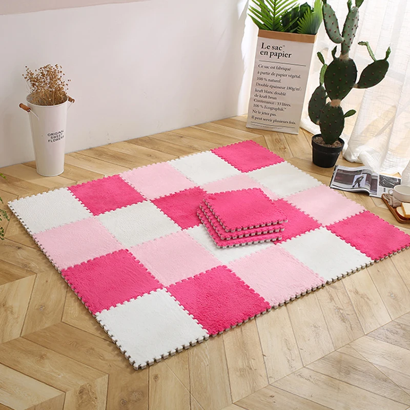 Floor Mat Carpet DIY Nordic Ins Room Plush Velvet Bedroom Full Rooms Children's Girls Net Pink Mat Floor Mats Plush Surface Crop 5