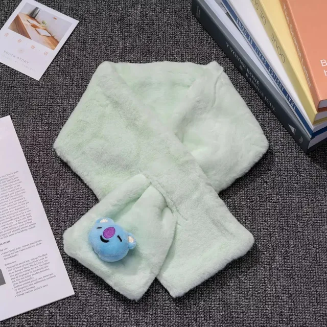 HQBTSCBulletproof Youth Group Cartoon scarf Korean imitation rex rabbit fur grass winter wild plush winter girls warm scarf C3-kaola