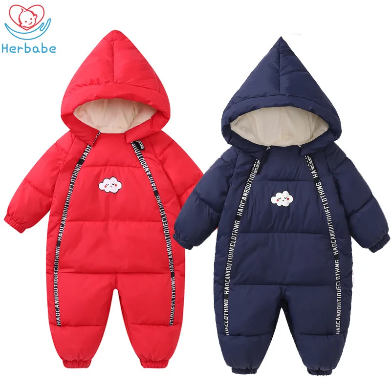 

Herbabe Winter Warm Infant Baby Rompers Velvet Thick Overall Baby Boy Gril Clothes Tiddler Onesie Jumpsuit 2019 Fashion Costume
