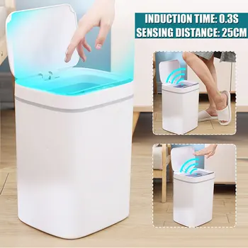 

11/13L Kitchen LED Smart Automatic Touchless Intelligent Infrared Motion Sensor Rubbish Waste Bin Kitchen Trash Can Garbage Bins