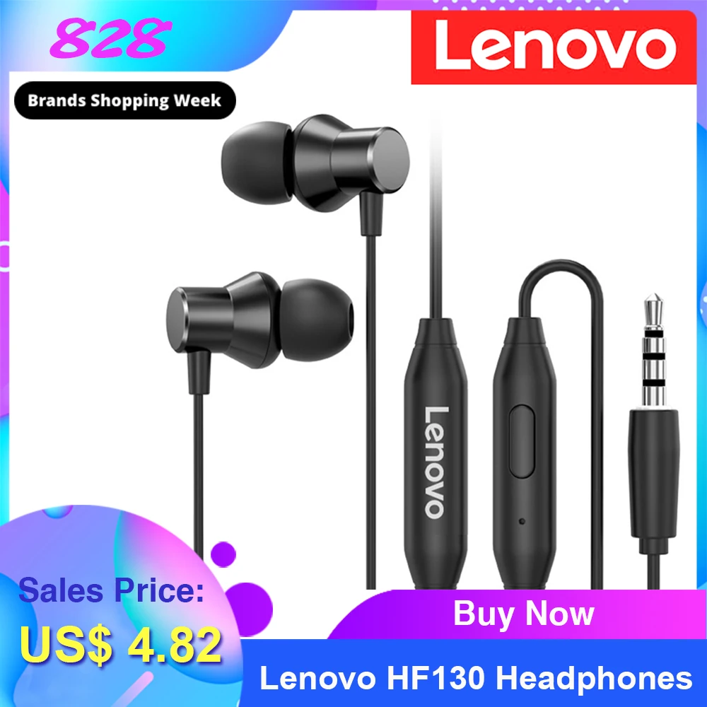 Lenovo HF130 наушники звук тяжелый сабвуфер затычка для ушей в ухо стерео Проводная