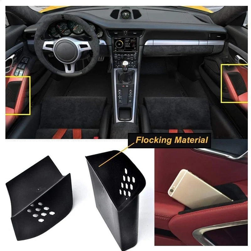 1 Pair Door Armrest Organizer Storage Box for Porsche 911 Boxster Cayman 2013-2019 Car Styling Accessories | Автомобили и