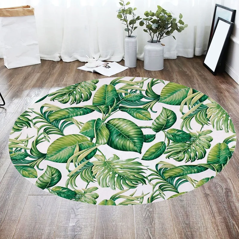 ELEG-80x80Cm зеленый завод круглый ковер коврики войлочный пол ковер для гостиной коврик