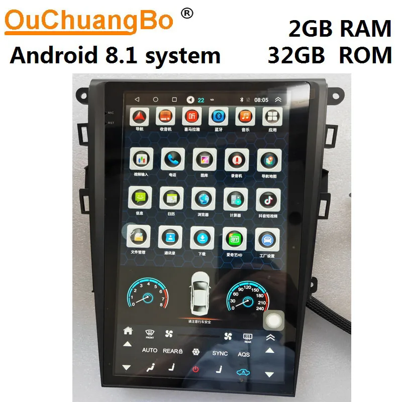 Ouchuangbo android 8 1 автомобильный аудиоплеер радио gps для 13 6 дюймового Tesla style Mondeo 2013 2016
