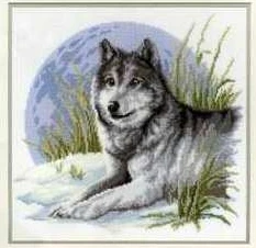 

11/14/16/18/22/25/28ct FREE Shipping popular counted cross stitch kit Wolf and moon vervaco 70165