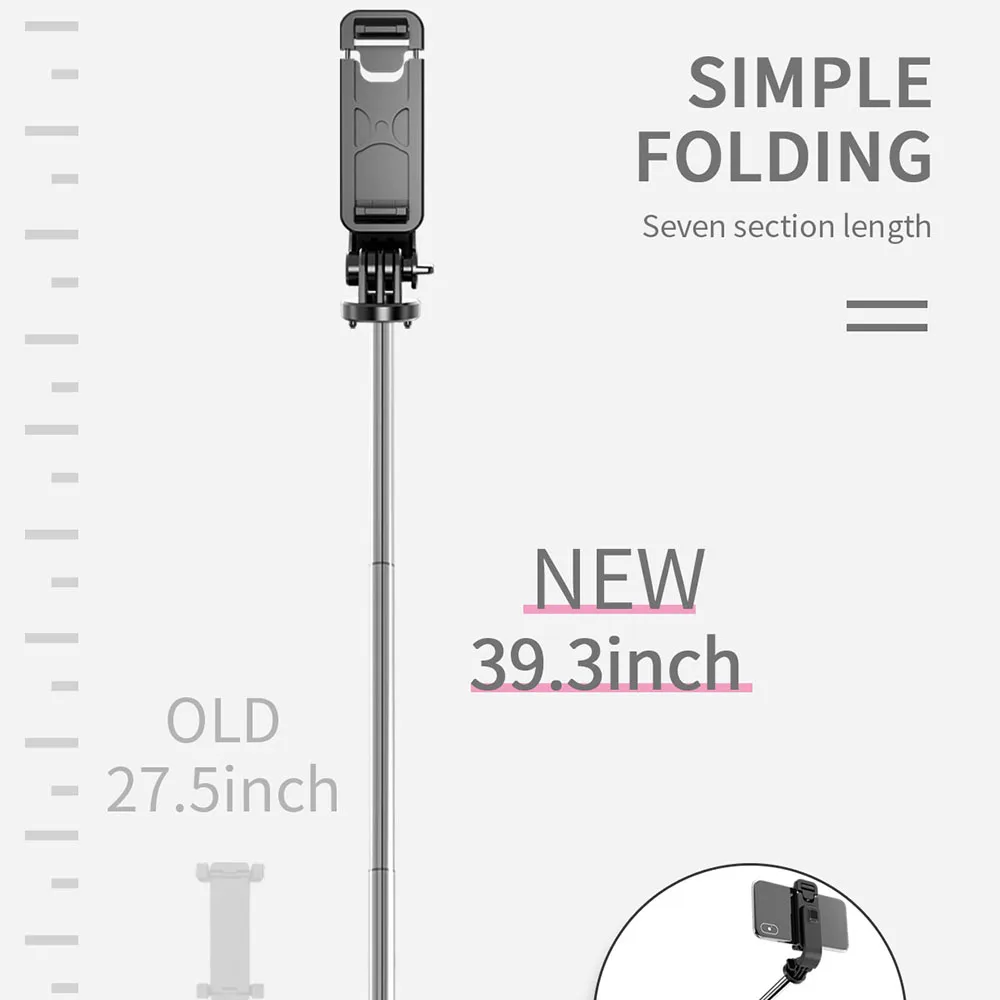 Wireless Selfie Stick Tripod Foldable Monopod Universal Holder for Xiaomi Mi Redmi Huawei Honor iPhone 11 Samsung Gopro Go Pro 9