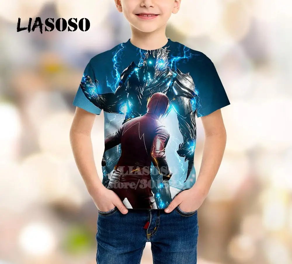 

LIASOSO New Children Sweatshirt 3D Print The Flash Teen Barry Allen T shirt Kids Tank Top Boy Girl Pullover Baby Hoodies B143-02