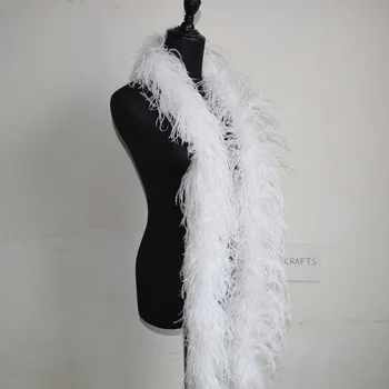 

5 Ply Beautiful 2 m 1 strip white Ostrich Feathers Boa Quality fluffy Costumes / Trim for Party / Costume / Shawl / Available