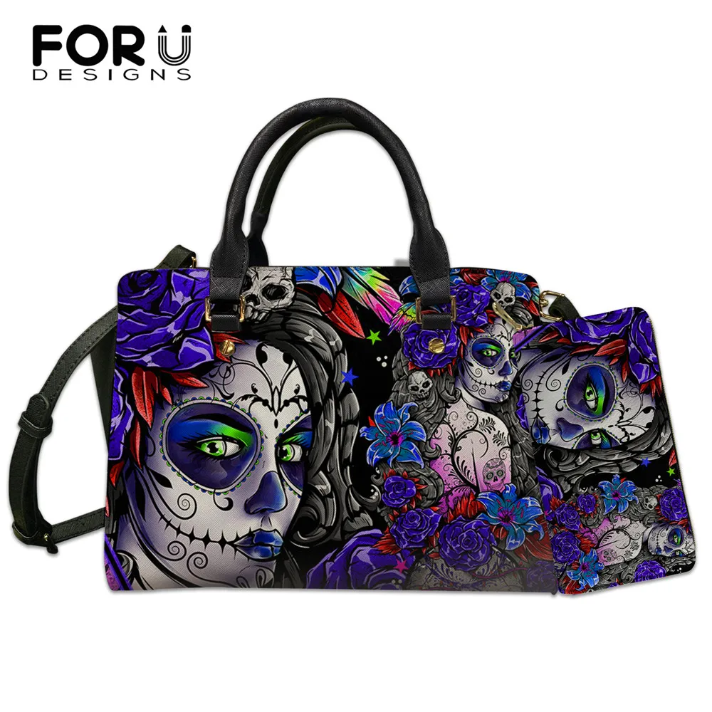 Women's Bags classic FORUDESIGNS Gothic Bags for Women Large Capacity Handbags Goth Sugar Skull Girls Style Shoulder Messenger Sac Crossbody Clutches wristlet bag Totes
