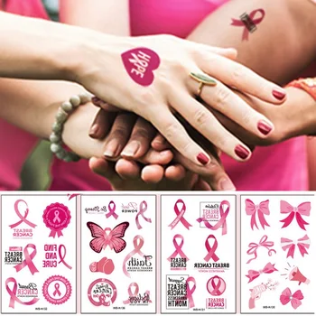

Breast Cancer Awareness Face Tattoos Temporary - Pink Ribbon/Walk/Football/Run/Fundraising Giveaways Favors Tattoo Stickers