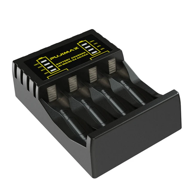 VOXLINK 4 slot Battery Charger for AAA/AA Rechargeable Battery Short Circuit Protection with LED Indicator Ni-MH/Ni-Cd charger Black