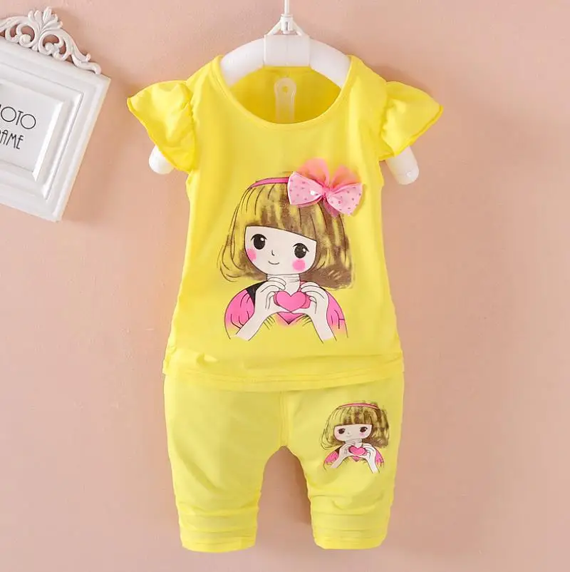 Clothing Sets expensive 2021 Kids Baby Girl Clothing Set Bowknot Summer Floral T-shirts Tops and Pants Leggings 2pcs Cute Children Outfits Girls Set cute Clothing Sets Clothing Sets