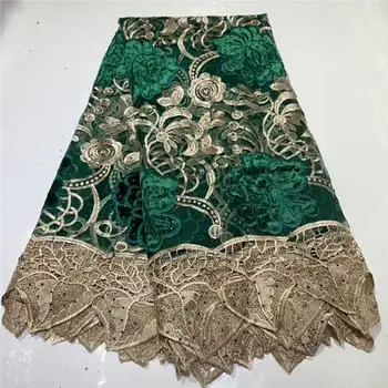 

Latest African Velvet Lace Fabric High Quality 2019 Nigerian Lace Fabric with Stones Sequence Lace for Women Wedding dress