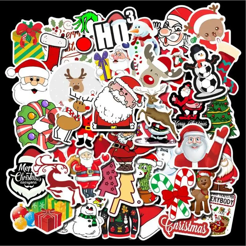 

50pcs Christmas Trees Stickers Kawaii Deer Stickers Adhesive Cute Stickers Decor Scrapbooking Diary Albums Cute Papeterie