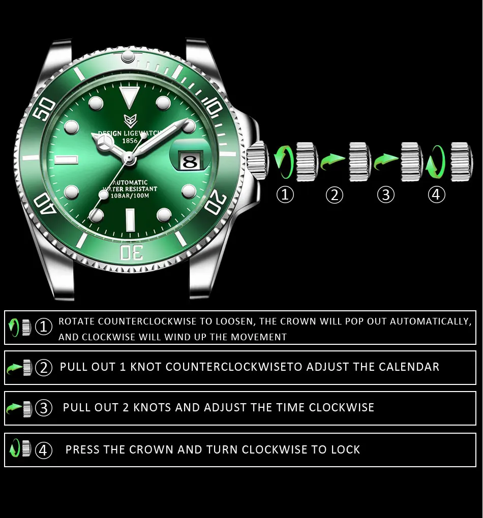 2022 LIGE Watch Men Automatic Mechanical Tourbillon Clock Fashion Sapphire Glass 316L Steel 100 Waterproof Watches NH35 Movement