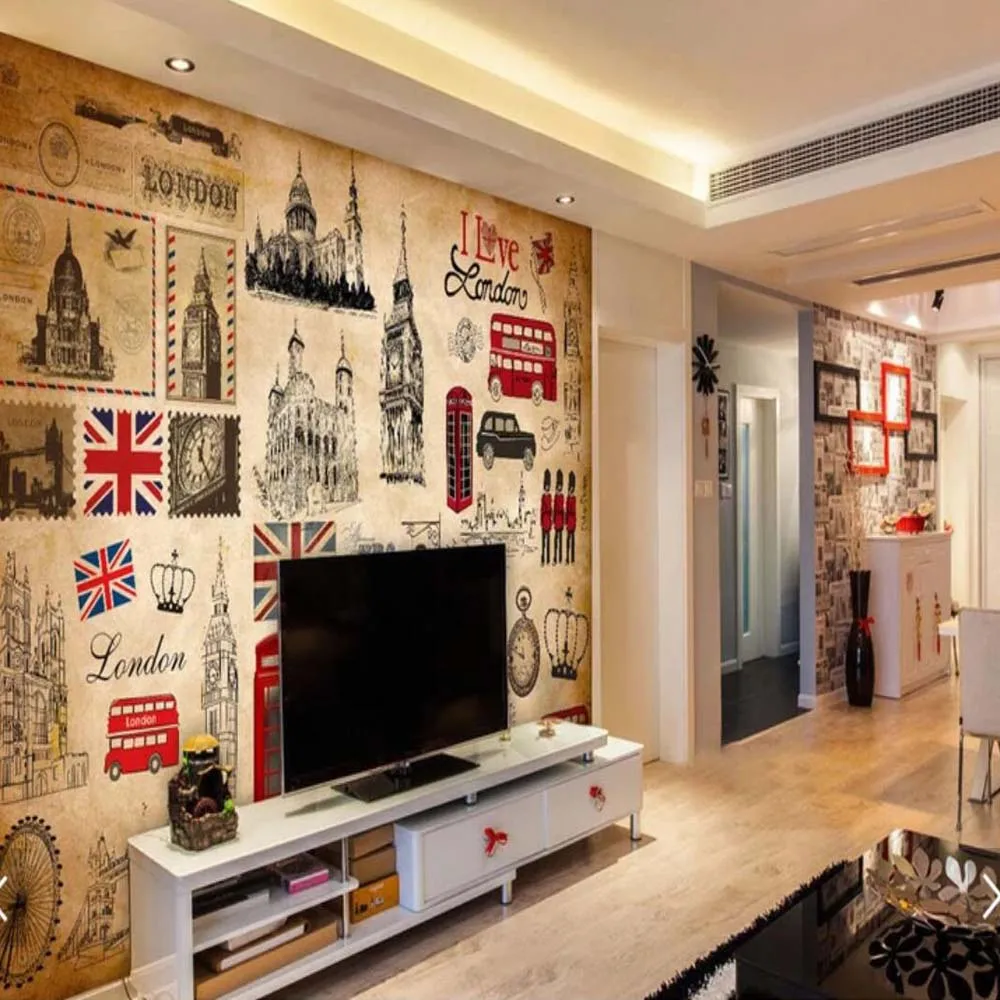 

Панели росписи 3d европейские винтажные Ретро лондонские фото обои для ТВ фон Декор текстурированные бумаги