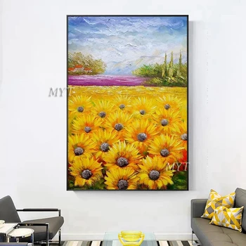 

Free Shipping 100% Hand-painted Thick Flower Oil Painting Home Decor Canvas Wall Art Flower Pictures Large Paintings For Bedroom