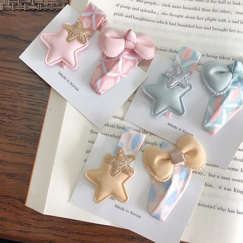 

South Korea Official Website CHILDREN'S Suit Five-pointed Star Barrettes Candy-Colored Bow BB Clip Japanese Korean Purchasing Ag