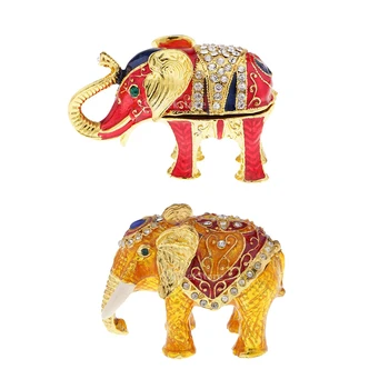 

70x50x35mm Exquisite Handmade Storage Jewelry Bracelet Pearl Case Gift Box Elephant Animal Figure