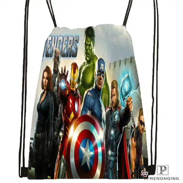 Drawstring Backpack Пользовательский Человек-паук Мстители походная сумка на шнурке милый рюкзак для детей(черная спинка) 31x40 см#180531-04-06 - Цвет: Drawstring Backpack
