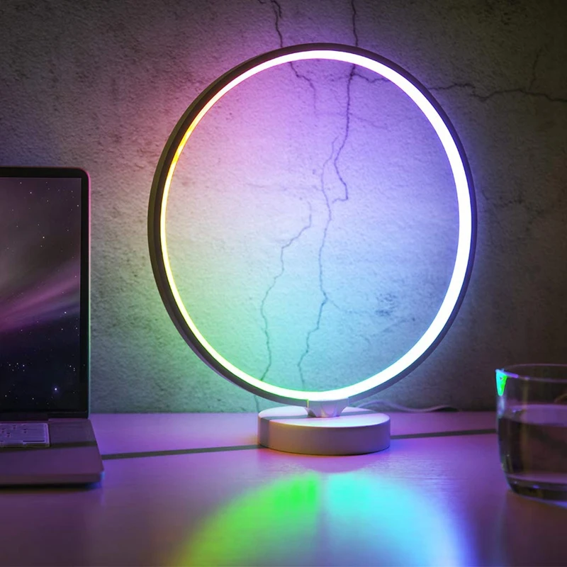  7 Colors Dimmable Bedroom Nightstand Lamps 6 Lighting Effect Modes LED Bedside Lamp Warm Light Mode - 4000268729824