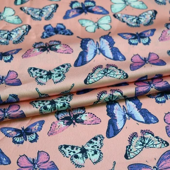 

100cm*150cm Soft Crepe Satin Charmeuse Material Fabric Butterfly Design