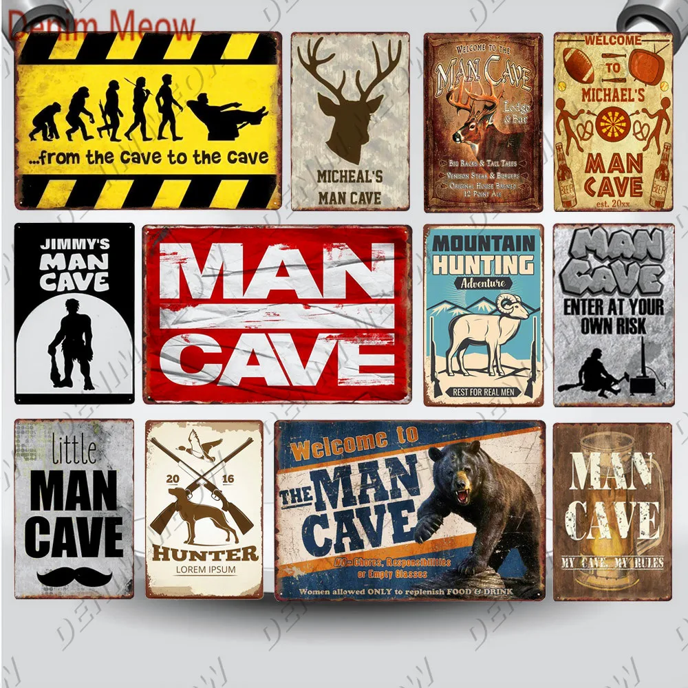 Добро пожаловать в The Man Cave табличка винтажный металлический постер правила пещеры живопись оловянный знак охотничьи Приключения декоративная наклейка на стену WY111