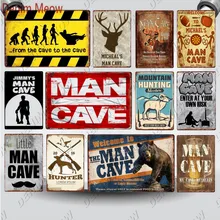 Bienvenido a la placa de la cueva del hombre póster clásico de Metal reglas de la cueva pintura signo de estaño aventura pegatina decorativa de la pared wyn111