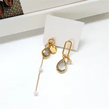 Серьги Уникальный Асимметричный Кристалл Геометрическая кисточка длинный темперамент женские маленькие серьги-гвоздики