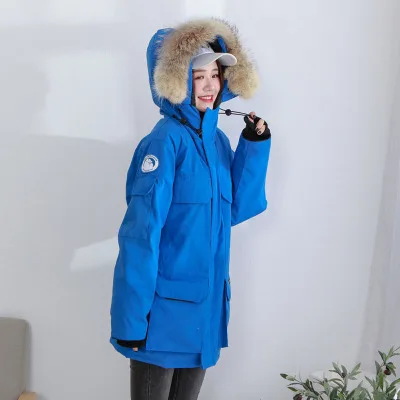 blue Casacas para mujer chaqueta, канадский мужской пуховик, толстый, wo, для мужчин, shelter, зима, натуральный мех-40 ℃, водонепроницаемый, для улицы, для мужчин, для женщин, Новинка - Цвет: blue