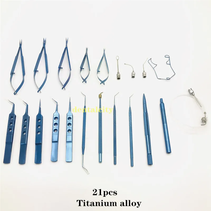 Conjunto de Ferramentas Catarata Conjunto Olho Micro Pinças Tesoura Agulha Titular Cirúrgicas 21 Pçs 8 Cheap Instrumentos p pálpebra