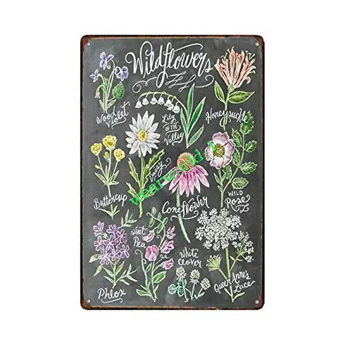 

Metal Tin Sign Wild Flowers Decor Bar Pub Home Vintage Retro Poster Retro Wall Home Bar Pub Vintage Cafe Decor, 8x12 Inch
